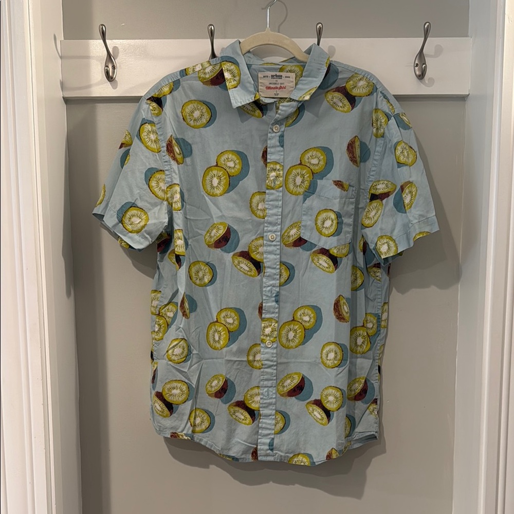 Urban Outfitters Blue and Yellow Lemon Print Casual Shirt